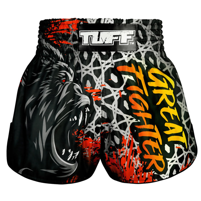 TUFF Muay Thai Shorts Boxing Trunks Retro Style (TUF-RMS123-BLK)