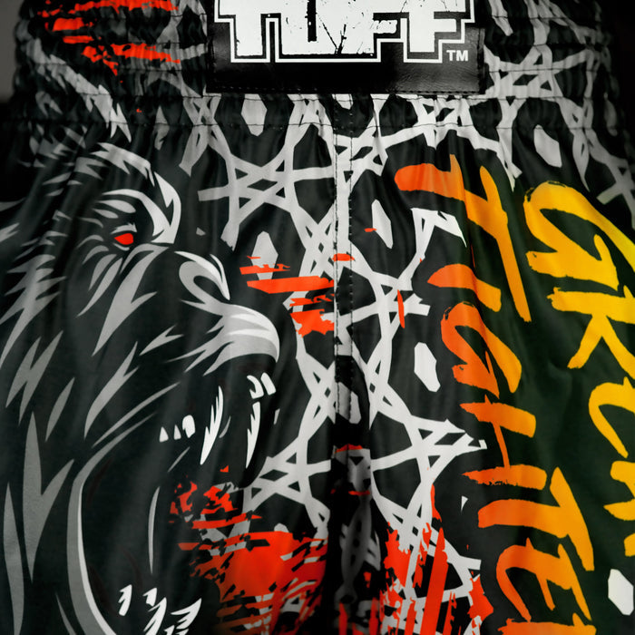 TUFF Muay Thai Shorts Boxing Trunks Retro Style (TUF-RMS123-BLK)