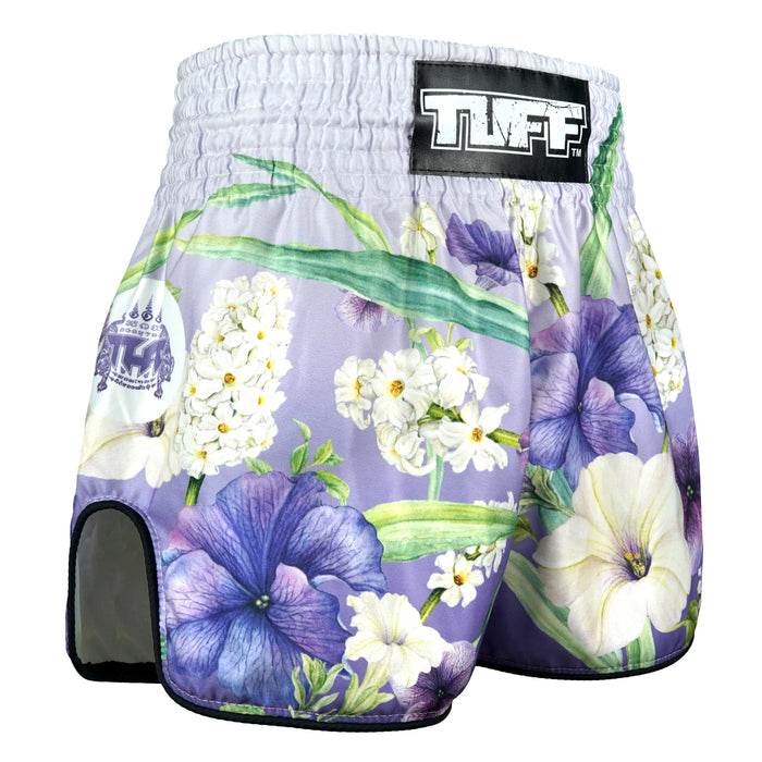 TUFF Muay Thai Shorts Boxing Trunks Retro Style (TUF-RMS124-PUR)