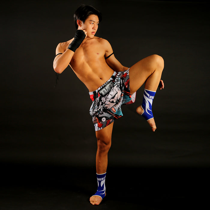TUFF Muay Thai Shorts Boxing Trunks Traditional Style (TUF-MS613-GRY)