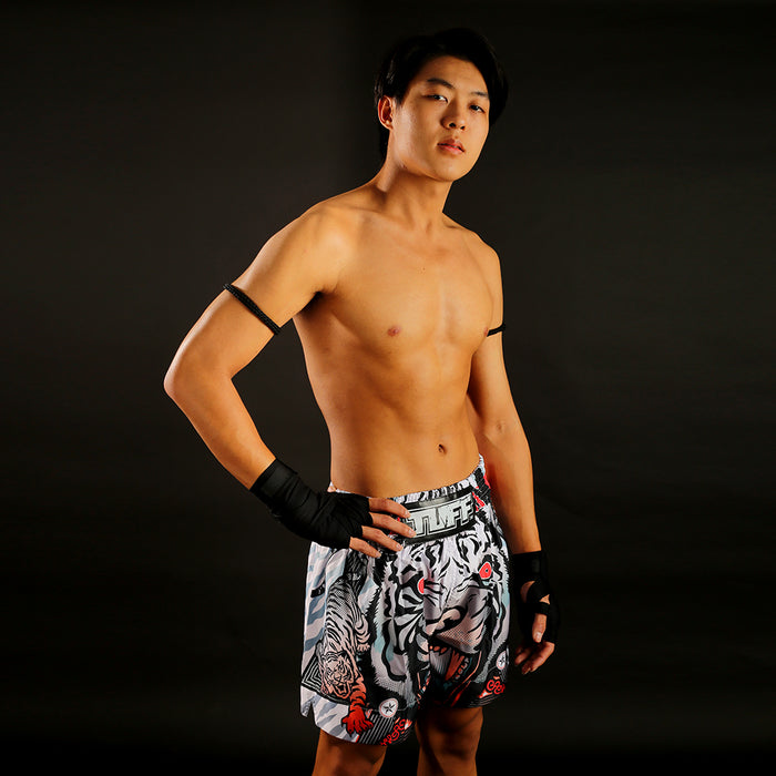 TUFF Muay Thai Shorts Boxing Trunks Traditional Style (TUF-MS613-GRY)