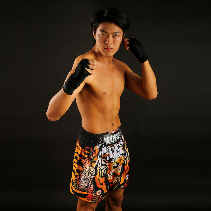 TUFF Muay Thai Shorts Boxing Trunks Traditional Style (TUF-MS613-ORG)