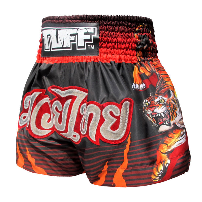 TUFF Muay Thai Shorts Boxing Trunks Traditional Style (TUF-MS614-BLK)