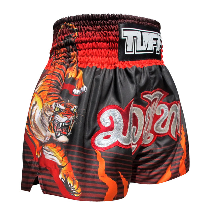 TUFF Muay Thai Shorts Boxing Trunks Traditional Style (TUF-MS614-BLK)