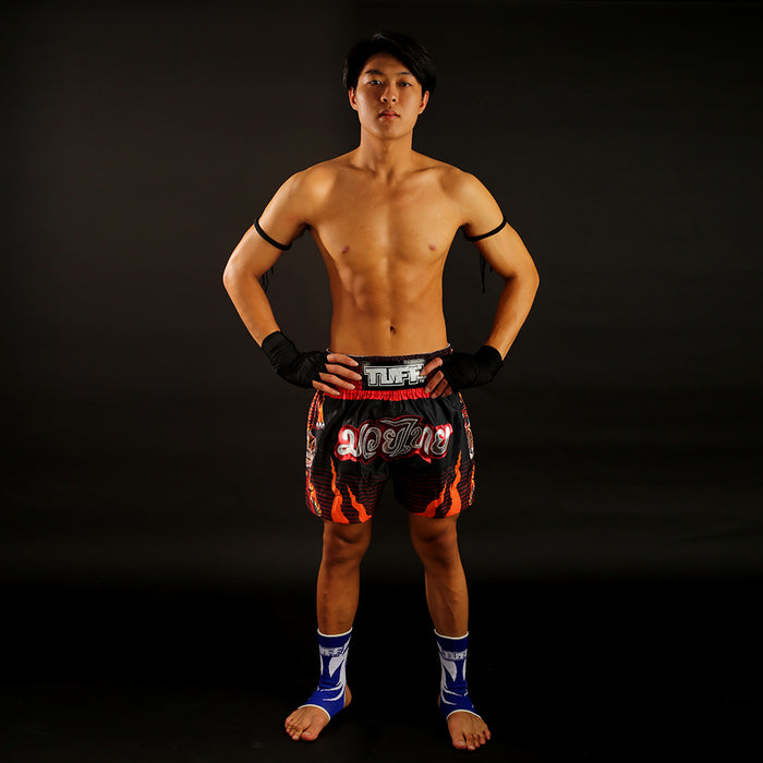 TUFF Muay Thai Shorts Boxing Trunks Traditional Style (TUF-MS614-BLK)