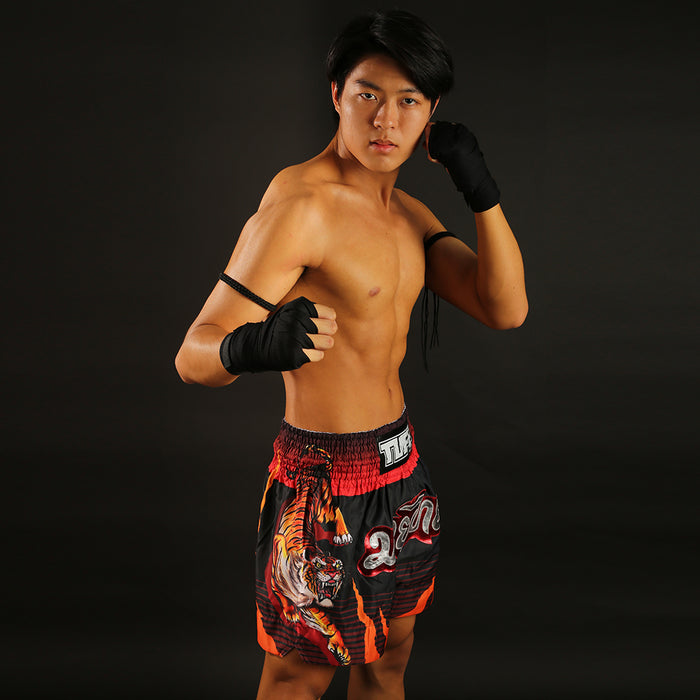 TUFF Muay Thai Shorts Boxing Trunks Traditional Style (TUF-MS614-BLK)