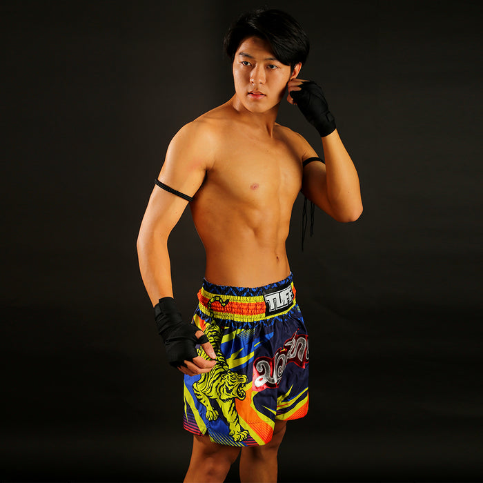 TUFF Muay Thai Shorts Boxing Trunks Traditional Style (TUF-MS616-BLU)