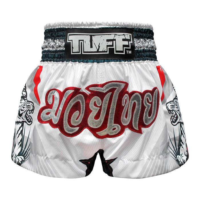 TUFF Muay Thai Shorts Boxing Trunks Traditional Style (TUF-MS616-WHT)