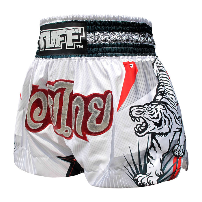 TUFF Muay Thai Shorts Boxing Trunks Traditional Style (TUF-MS616-WHT)