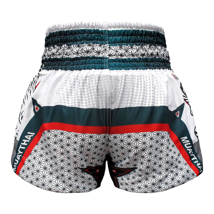TUFF Muay Thai Shorts Boxing Trunks Traditional Style (TUF-MS616-WHT)