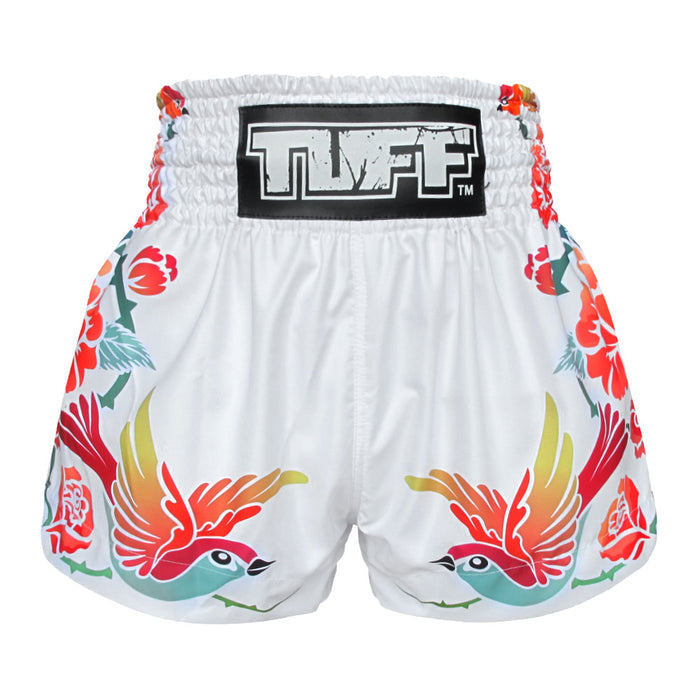 TUFF Muay Thai Shorts Boxing Trunks Traditional Style (TUF-MS618-WHT)