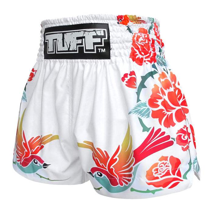 TUFF Muay Thai Shorts Boxing Trunks Traditional Style (TUF-MS618-WHT)