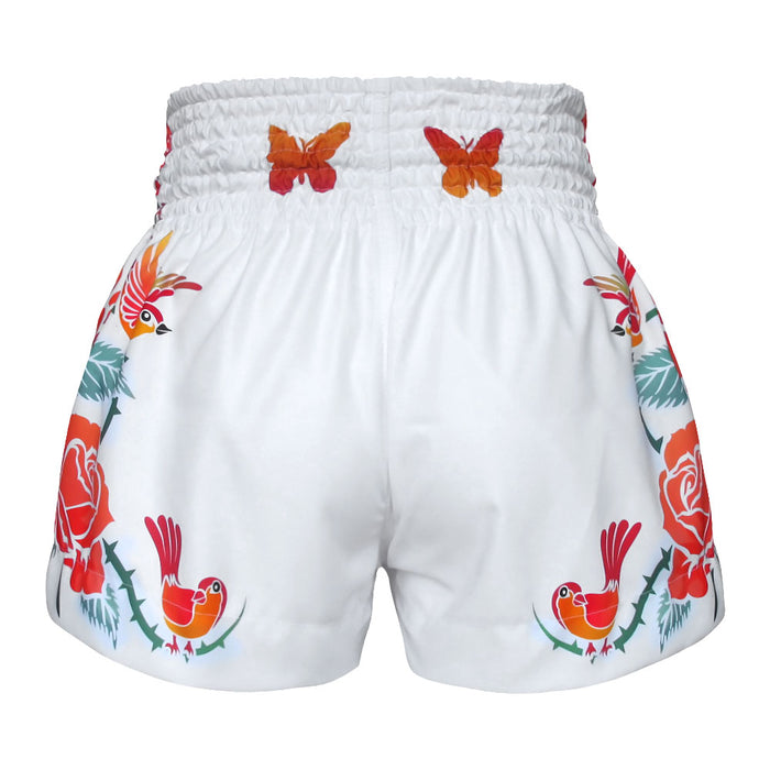 TUFF Muay Thai Shorts Boxing Trunks Traditional Style (TUF-MS618-WHT)