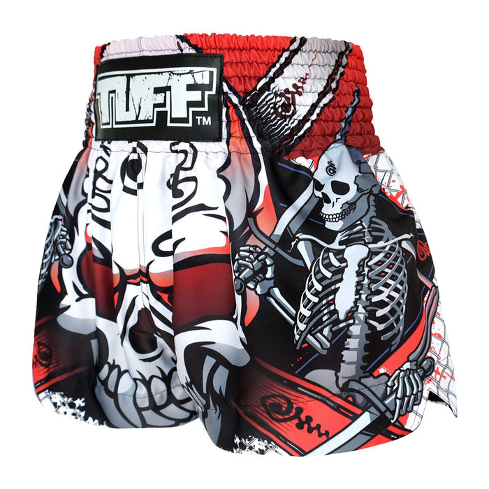 TUFF Muay Thai Shorts Boxing Trunks Traditional Style (TUF-MS619-WHT)