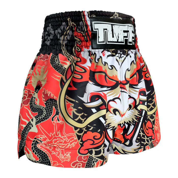 TUFF Muay Thai Shorts Boxing Trunks Traditional Style (TUF-MS621-RED)
