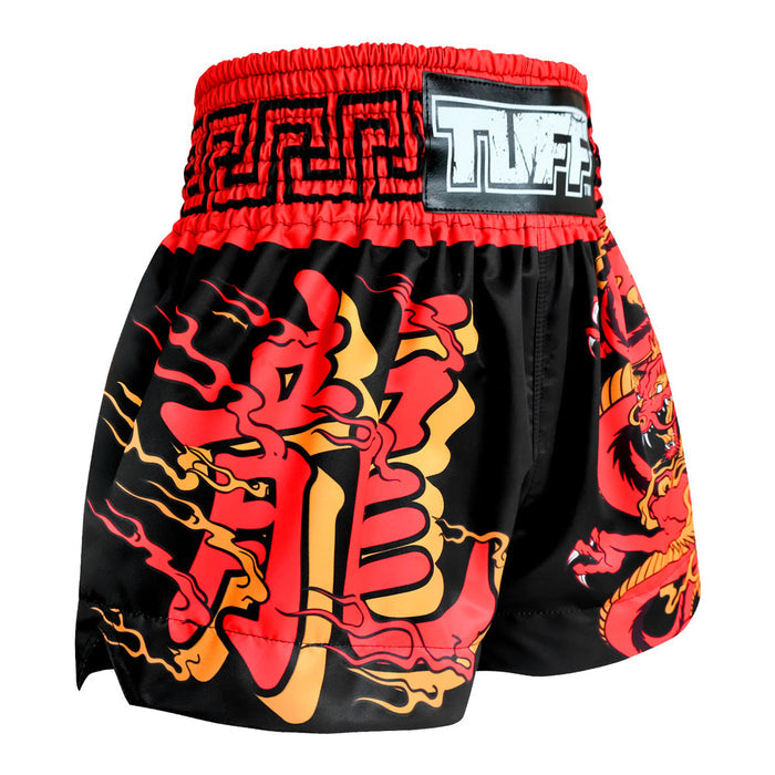 TUFF Muay Thai Shorts Boxing Trunks Traditional Style (TUF-MS622-BLK)