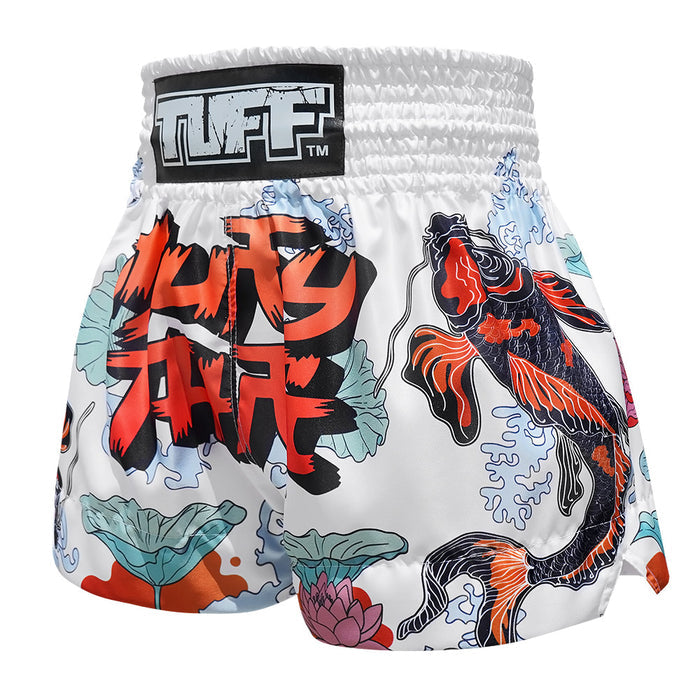 TUFF Muay Thai Shorts Boxing Trunks Traditional Style (TUF-MS638-WHT)