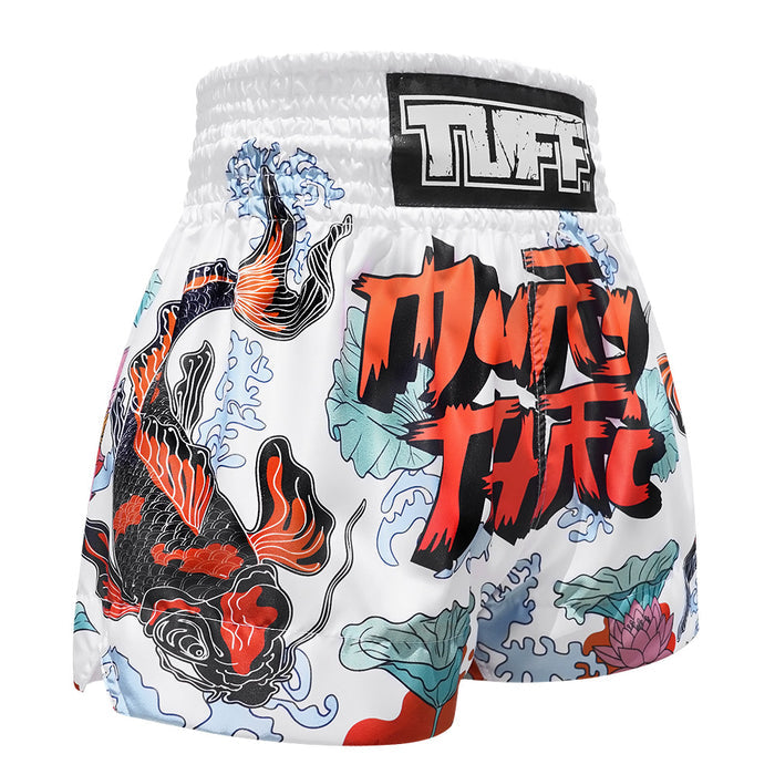 TUFF Muay Thai Shorts Boxing Trunks Traditional Style (TUF-MS638-WHT)