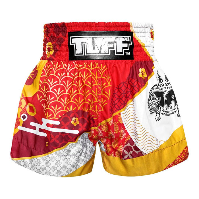 TUFF Muay Thai Shorts Boxing Trunks Traditional Style (TUF-MS653-RED)