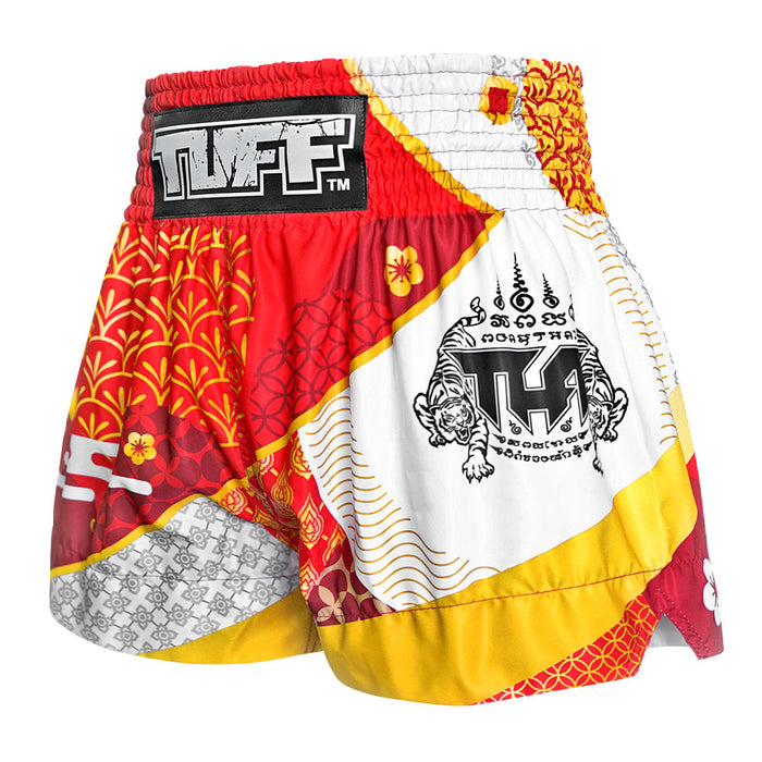 TUFF Muay Thai Shorts Boxing Trunks Traditional Style (TUF-MS653-RED)