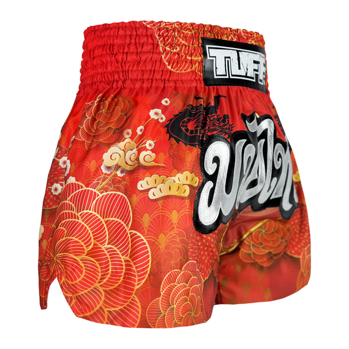 TUFF Muay Thai Shorts Boxing Trunks Traditional Style (TUF-MS669-RED)