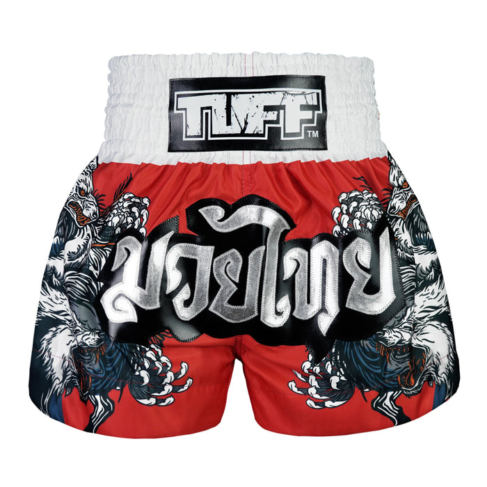 TUFF Muay Thai Shorts Boxing Trunks Traditional Style (TUF-MS684-RED)
