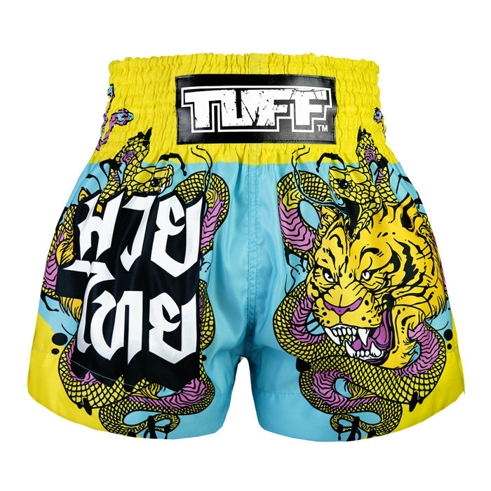 TUFF Muay Thai Shorts Boxing Trunks Traditional Style (TUF-MS685-LTB)