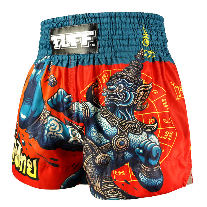 TUFF Muay Thai Shorts Boxing Trunks Traditional Style (TUF-MS687-RED)