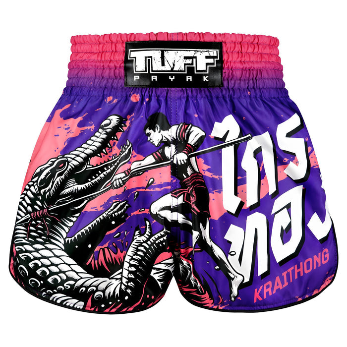 TUFFPAYAK Muay Thai Shorts Boxing Trunks Retro Style (TPY-RMS015-PUR)