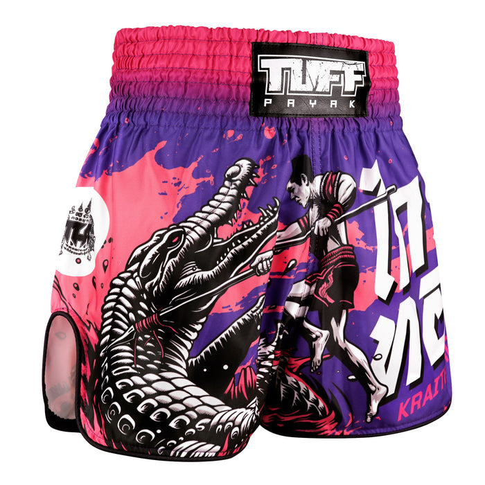 TUFFPAYAK Muay Thai Shorts Boxing Trunks Retro Style (TPY-RMS015-PUR)