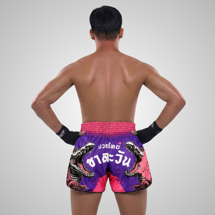 TUFFPAYAK Muay Thai Shorts Boxing Trunks Retro Style (TPY-RMS015-PUR)