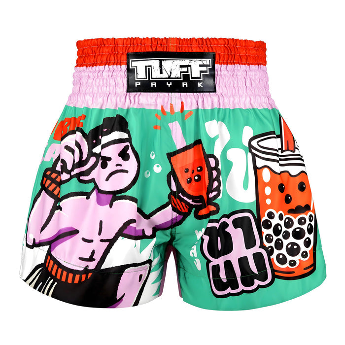 TUFFPAYAK Muay Thai Shorts Boxing Trunks Traditional Style (TPY-MS003-GRN)