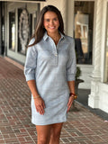 Tyler Boe Kat Knit Plaid Dress in Denim
