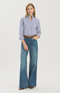 Tyler Boe Natalie Cotton Striped Shirt in Cobalt
