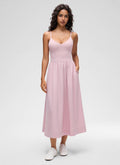 CRZ YOGA Women's Casual V Neck Built in Bra Long Dress Pink Haze