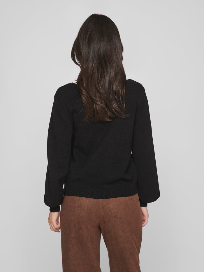 Victoria Reversible V-Neck Jumper (Black)