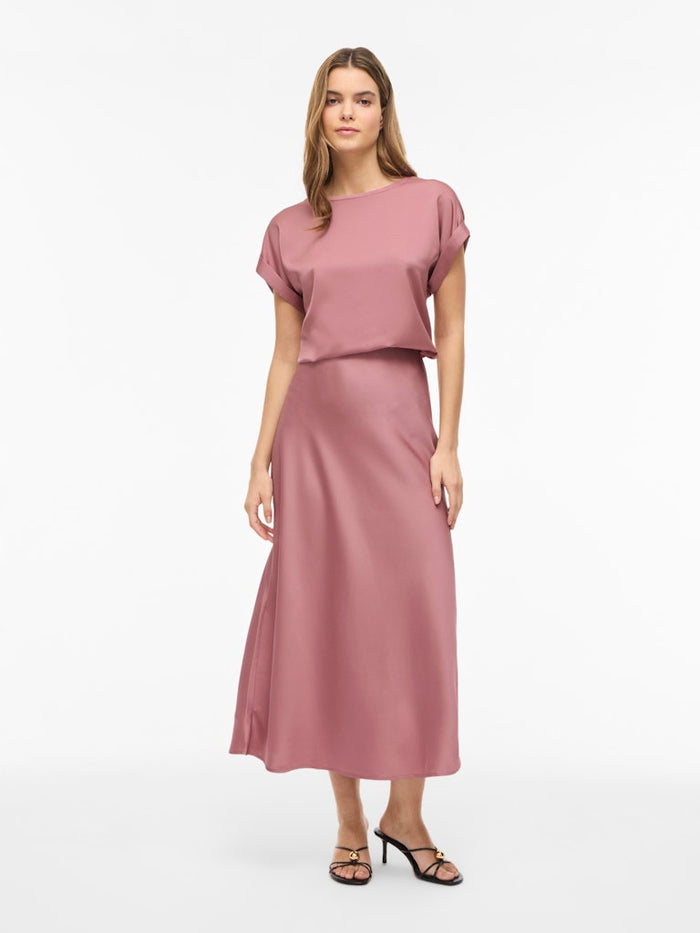 Vielette High Waisted Maxi Skirt (Nostalgia Rose)