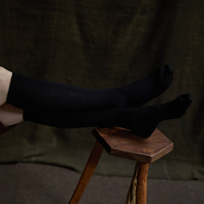 Weaver Adults Knee High Socks - Wool - Coal