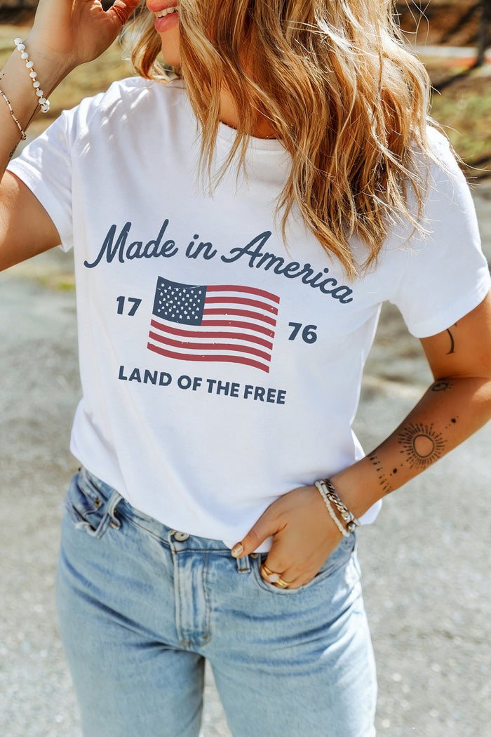 White American Flag Retro Inspired Graphic Tee