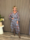 Winnie Midi Dress (Blue/Brown)