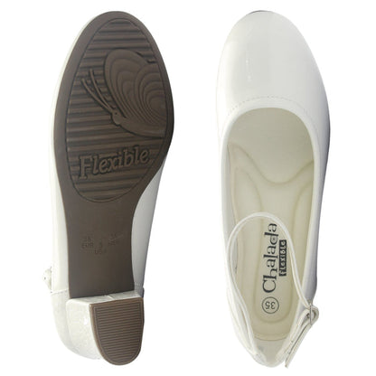 Zapato Mujer Chalada Flexi-27 Blanco Casual Tacones Bajos Chalada