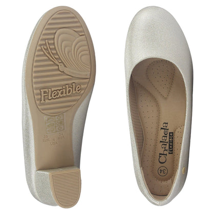 Zapato Mujer Chalada Flexi-70 Dorado Casual Tacones Bajos Chalada