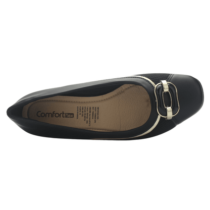 Zapato Negro Mujer Comfortflex 2595404 Casual Tacones Bajos Comfortflex