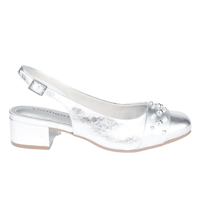 Zapato Via Marte Mujer 070-008-01 Plateado Casual Tacones Bajos Via Marte