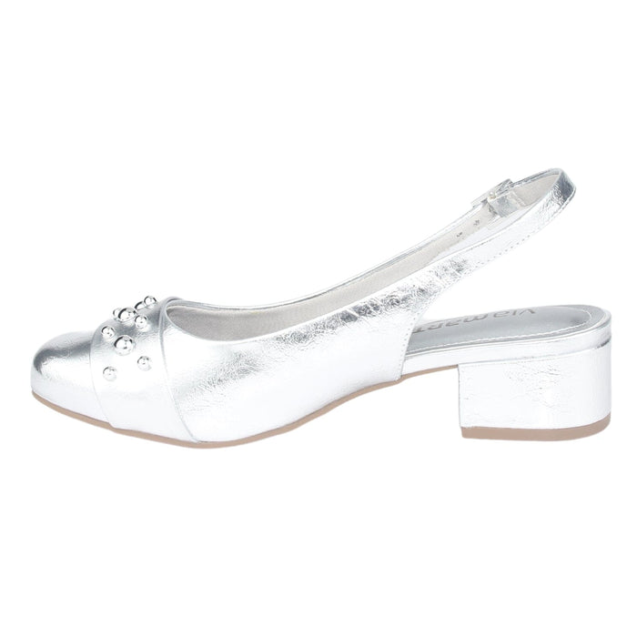 Zapato Via Marte Mujer 070-008-01 Plateado Casual Tacones Bajos Via Marte