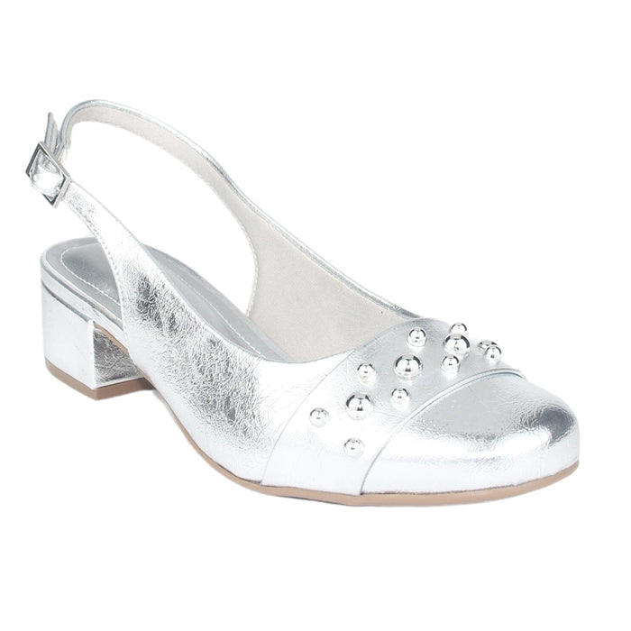 Zapato Via Marte Mujer 070-008-01 Plateado Casual Tacones Bajos Via Marte