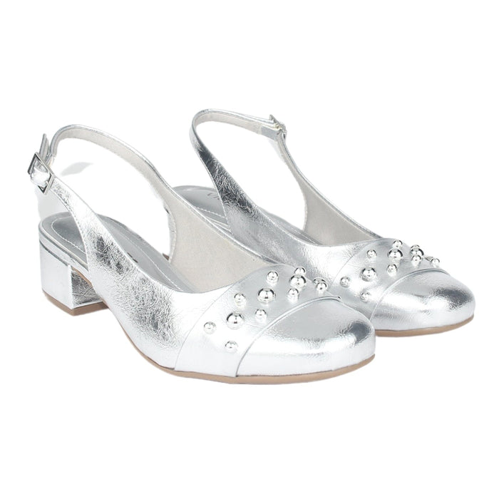 Zapato Via Marte Mujer 070-008-01 Plateado Casual Tacones Bajos Via Marte