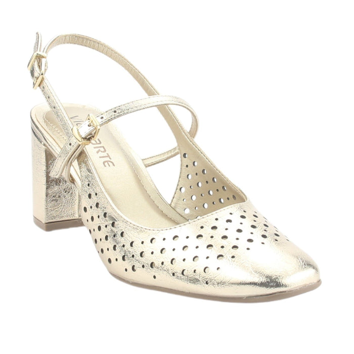 Zapato Via Marte Mujer 153-007-01 Dorado Casual Tacones Altos Via Marte