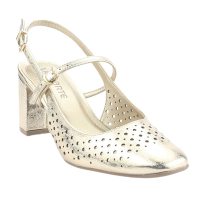 Zapato Via Marte Mujer 153-007-01 Dorado Casual Tacones Altos Via Marte