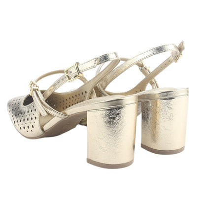 Zapato Via Marte Mujer 153-007-01 Dorado Casual Tacones Altos Via Marte